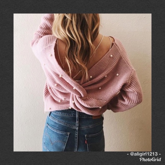 Sweaters - LAST 1 $$  - Pearl Beading Twist Infinity Sweater